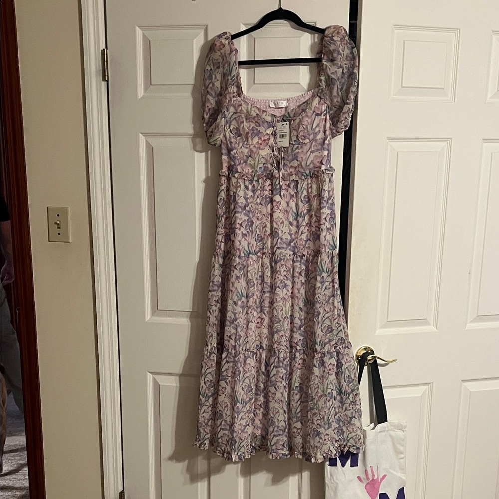Astr Floral Puff Sleeve Maxi Dress